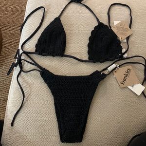 Black crochet frankies bikinis
